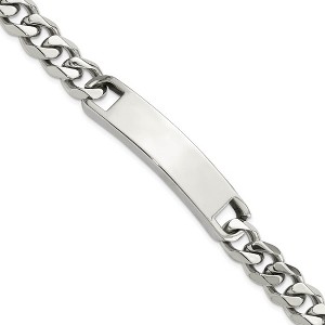 Black Bow Jewelry Men's Stainless Steel 10mm Polished Curb Link I.D. Bracelet, 8.5 Inch - 1 of 4
