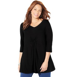 Catherines Women's Plus Size Twist Front Top - 1 of 4