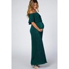 Pinkblush Forest Green Pleated Ruffle Off Shoulder Maternity Maxi Dress - 2 of 4