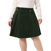 Agnes Orinda Women's Plus Size Corduroy Button Decor Elastic Waist A-Line Skirts - 2 of 4