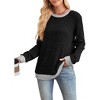 Women's Long Sleeve Color Block Tunic Sweater Tops Lightweight Loose Fit Fall Casual Crewneck Shirts - 2 of 4