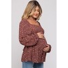 PinkBlush Brown Floral Smocked Long Sleeve Maternity Top - 2 of 4