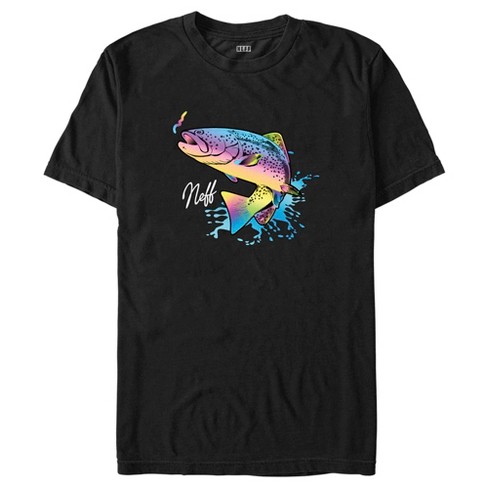 Men's NEFF Jumping Rainbow Fish T-Shirt - Black - Small