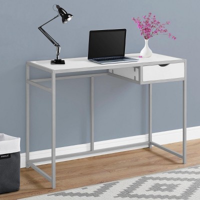 INFURNIC Desks 42"L Compact Computer Desk with Storage Drawer and Slender Metal Frame for Home Office, White, 42.25"*20"*30"
