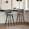 Swivel Velvet Bar Stool with Curved Back, Round Upholstered Bar Stool Counter Height Bar Stool Set of 2 Casual Bar Chair - Leovsnove - 2 of 4