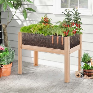 Costway Raised Wooden Garden Bed 24"/31" Elevated Planter Box Plant Terrarium with Drain Holes - 1 of 4