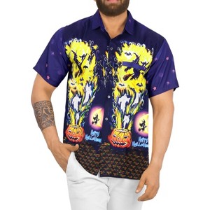 HAPPY BAY Men's Halloween Costumes Hawaiian Shirts Short Sleeve Button Down Shirt Mens Shirt Casual Holiday Summer Shirts for Men Funny - 1 of 4