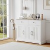 Farmhouse Large Buffet Sideboard Storage Cabinet 42 Inch with Adjustable Shelf, Drawers, and Sliding Barn Doors, Wooden Coffee Bar Kitchen Table - 2 of 4