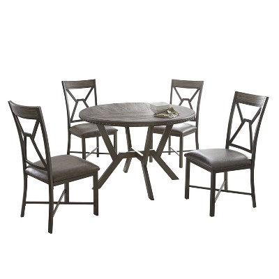 Modern Transitional 45" Round Wood Dining Table in Gray