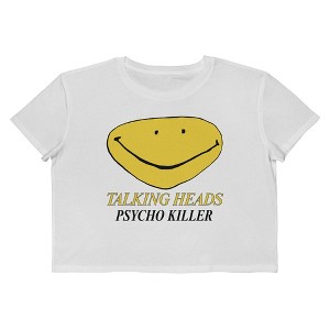 Talking Heads Women's Psycho Killer Smile Short Sleeve Graphic Cotton Cropped Loose T-shirt - 1 of 3