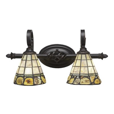 Toltec Lighting Elegante 2 - Light Vanity in  Dark Granite with 7" Cobblestone Art Glass Shade