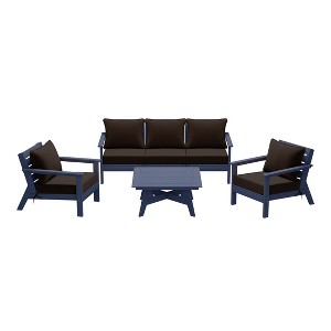 WestinTrends Avalon Outdoor 6-Piece Modular Sectional Patio Furniture Sofa Set, Navy Blue/Brown - 1 of 4