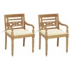 vidaXL Solid Teak Wood Batavia Chairs - Cream Cushion Set of 2, Weather-Resistant Outdoor Patio Garden Seating, Rustic Design 21.7"x20.3"x33.1" - 2 of 4