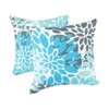 FONTOI 2 Pack Bed Pillow with Floral Patterns, Waterproof & Fade-Resistant Square Pillows for Bed Couch Sofa, Blue, 18"*5"*18" - 4 of 4