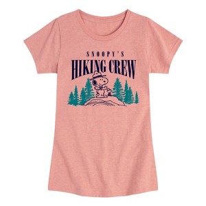 Girls' - Peanuts - Snoopy Hiking Crew Fitted Short Sleeve Graphic T-Shirt - 1 of 4