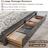SinCiDo Queen Size Farmhouse Bed Frame, 54" Tall Geometric Headboard & 2 Storage Drawers ,Solid Wood Platform w/Reinforced Slats - 2 of 4