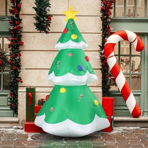FURNIinspire Decorative Holiday Scene Props Inflatable Christmas Tree Decor Tall Blow Up Model for Yard, Lawn, Mall, Green, 43.3"*43.3"*82.7" - 1 of 4