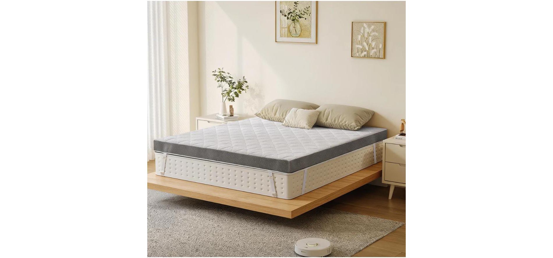 Dyonery Extra Firm Mattress Topper, Short Queen 3 Inch High-Density Foam with Removable Cover| Extra Support| CertiPUR-US Certified