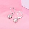Genuine Crystal Halo Leverback Earrings in 18K White Gold - 2 of 4