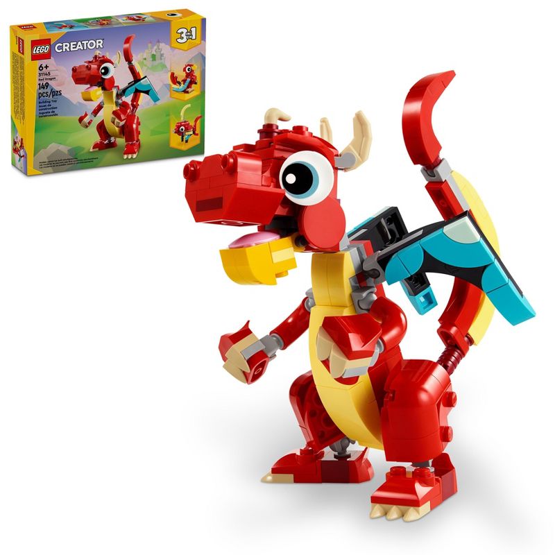LEGO Creator 3 in 1 Red Dragon 3 in 1 Animal Toy Set 31145, 1 of 8