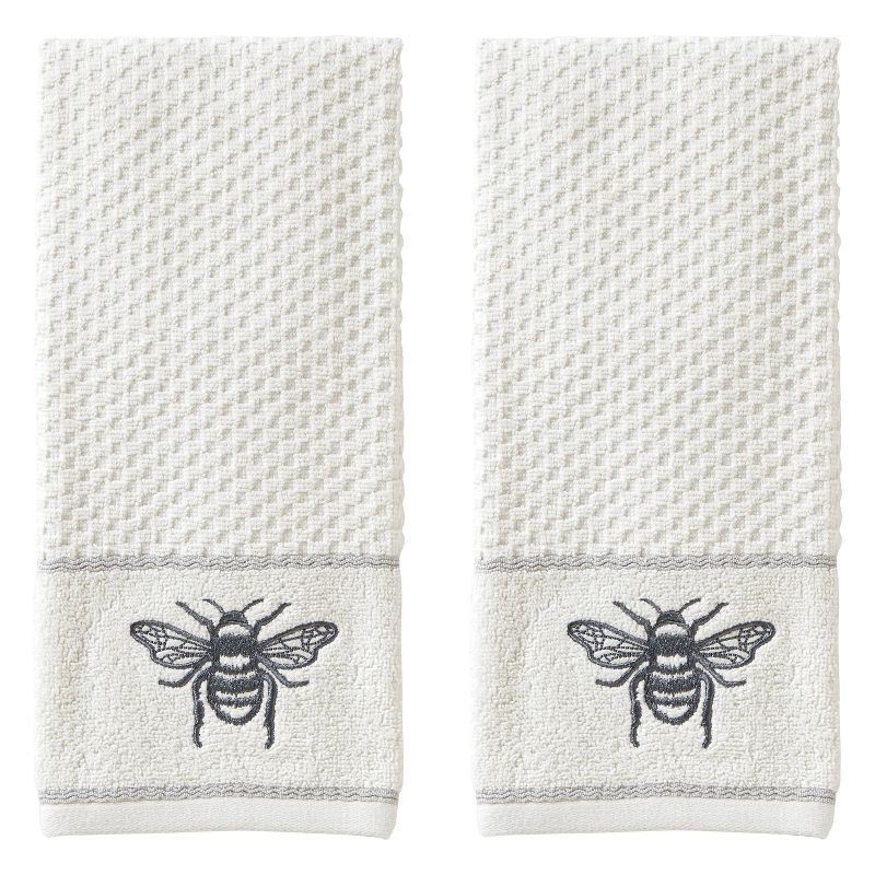 2pc Farmhouse Bee Hand Towel Set White - SKL Home, 1 of 5