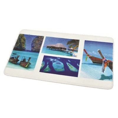 Paradise Blue Microfiber Memory Foam Bath Rug