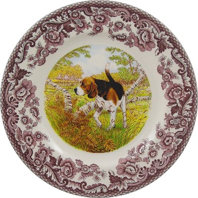 Spode Woodland 8” Dinner Plate, Perfect For Thanksgiving And Other Special Occasions, Made In England, Dog Motifs
