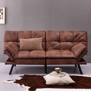 LOVMOR Convertible Memory Foam Futon Couch Bed, Modern Folding Sleeper Sofa - 1 of 4