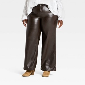 Women's Everyday High-Rise Wide Leg Faux Leather Pants - Universal Thread™ - 1 of 3