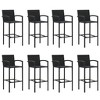 vidaXL Garden Bar Set Black Poly Rattan, Powder-Coated Steel, Tempered Glass - 4 of 4