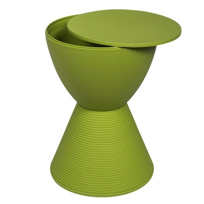 Modern Round Boyd Green Plastic Side Table with Ribbed Leg