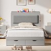 Upholstered Bed Frames for Kids, with Storage Drawer Headboard, Wooden Slats Support, No Box Spring Needed, Easy Assembly, Blue/Pink/Gray - 3 of 4