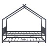 Full/Twin Size House-Shaped Metal Platform Bed Frame with Twin Size Trundle Bed/ Drawers 4S -ModernLuxe - 4 of 4