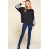 Slickblue Jersey Top with Balloon Sleeves, Women's Animal Print Mesh Detail, Casual Chic Style, S, Black - 3 of 4
