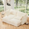 Slipcovered Sectional Sofa, 2 Seater Sofa with Removable Cover, Sofa with Convertible Ottoman, Corduroy Fabric Sectional Sofas-Cuddlewood - 3 of 4