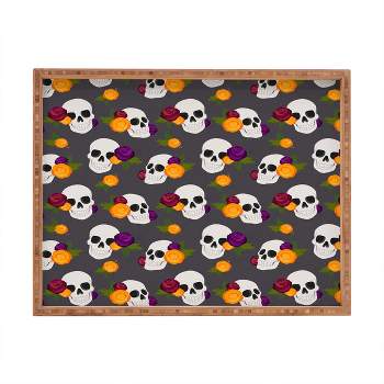 Avenie Halloween Floral Skulls Rectangular Tray - Deny Designs