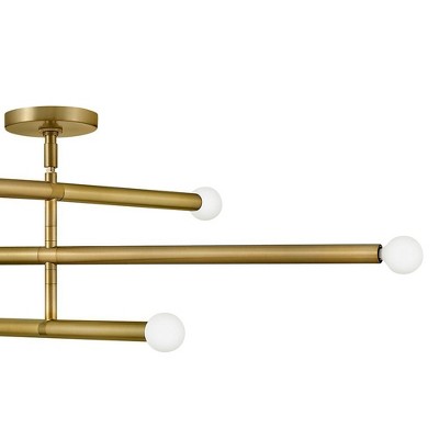 Millie Lacquered Brass 6-Light Mid-Century Modern Chandelier