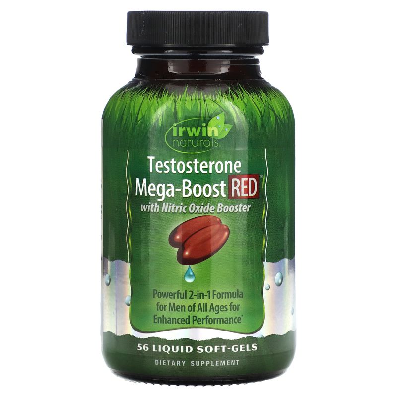 Irwin Naturals Testosterone Mega-Boost Red, 56 Liquid Soft-Gels, 1 of 3