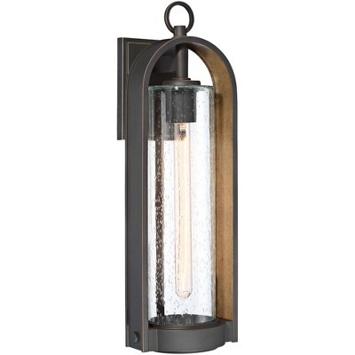 Minka Lavery Industrial Outdoor Wall Light Fixture Oil Rubbed Bronze 20 3/4" Clear Seeded Glass for Post Exterior Porch Yard Patio