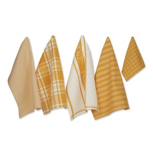 Design Imports  Foodie Everyday Dishtowel & Dishcloth Set 5 Piece, Honey Gold, Dt 18X28", Dc 13X13" - 1 of 4