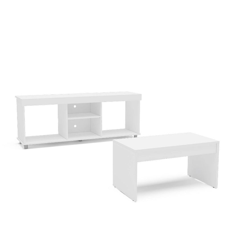 Polifurniture 2pc Living Room Set with TV Stand and Coffee Table White, 2 of 9