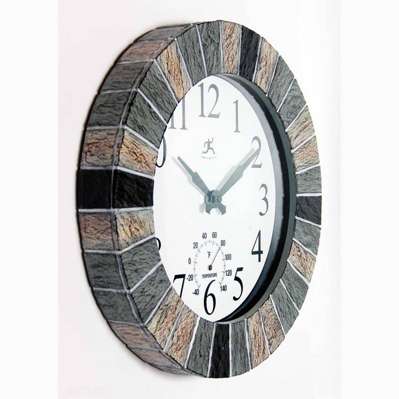13&#34; Faux Stone Mosaic Indoor/Outdoor Wall Clock - Infinity Instruments, 4 of 7