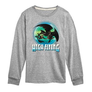 Boys' - How to Train Your Dragon - Hiccup Toothless High Flying Long Sleeve Graphic T-Shirt - 1 of 4