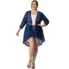 Agnes Orinda Women's Plus Size Lace Sheer High Low 3/4 Sleeve Open Front Cardigans - 3 of 4
