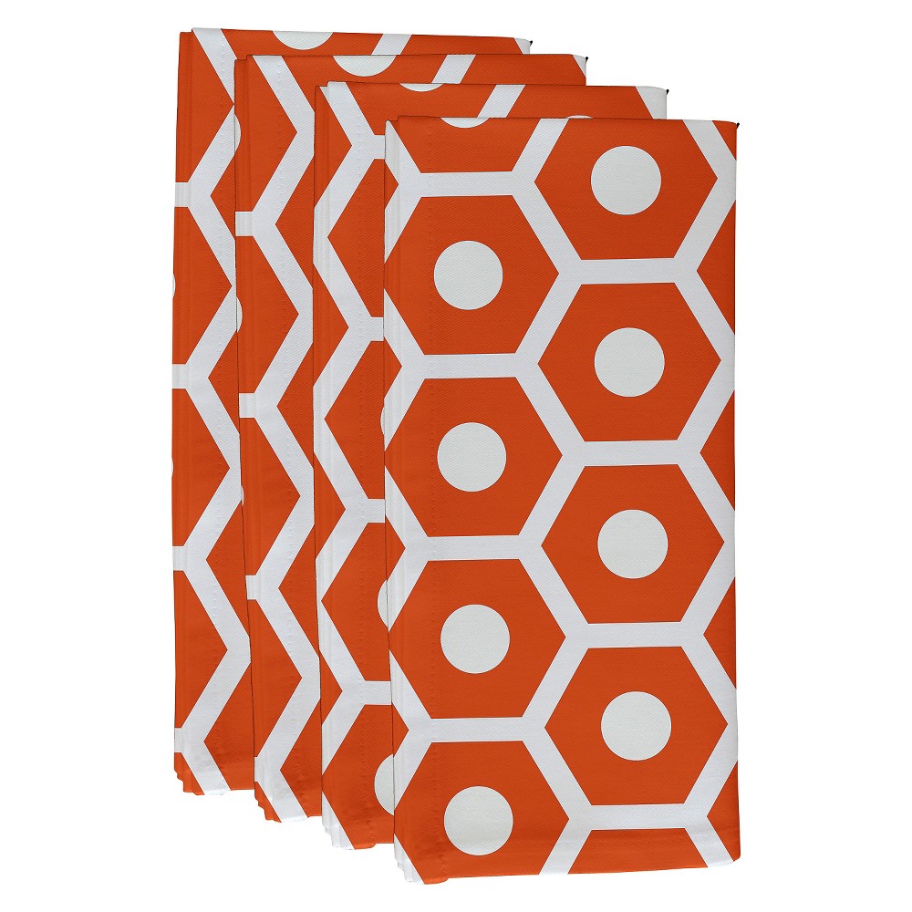 Photos - Tablecloth / Napkin 4pk 18"x18" Geometric Napkins Orange - e by design