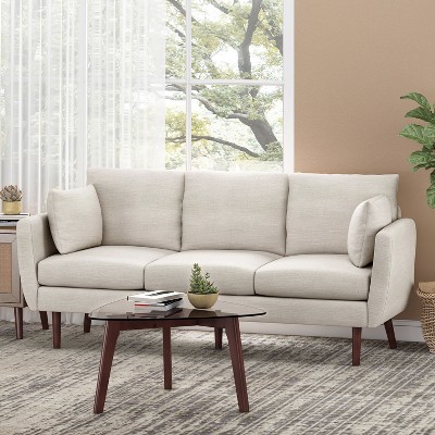 Racxily 76.5" Modular Sectional Sofa Couch Modern 3-Seater Sofa w/ 2 Pillows and Wood Legs for Living Room, Apartment,