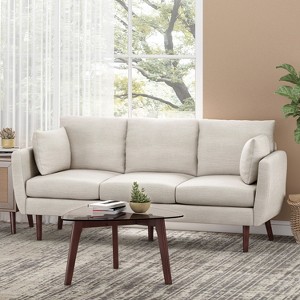 Racxily 76.5" Modular Sectional Sofa Couch Modern 3-Seater Sofa w/ 2 Pillows and Wood Legs for Living Room, Apartment, - 1 of 4