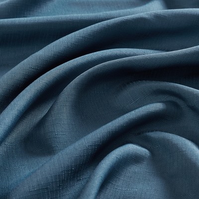 Alison 52" Square Navy Polyester Tablecloth with Embroidered Hemstitch Border