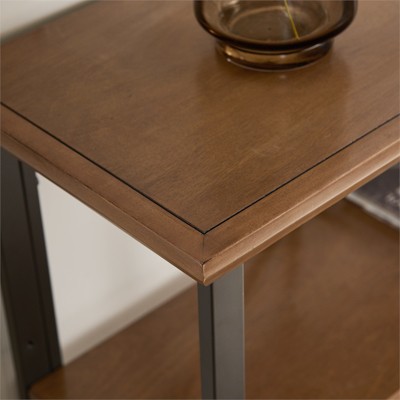 Espresso Adjustable Wood and Metal Bookshelf, 30"