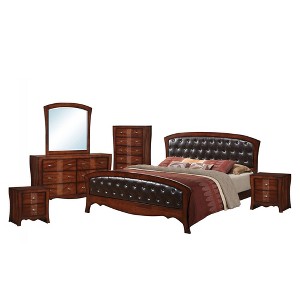 6pc King Jansen Panel Bedroom Set Espresso Brown - Picket House Furnishings